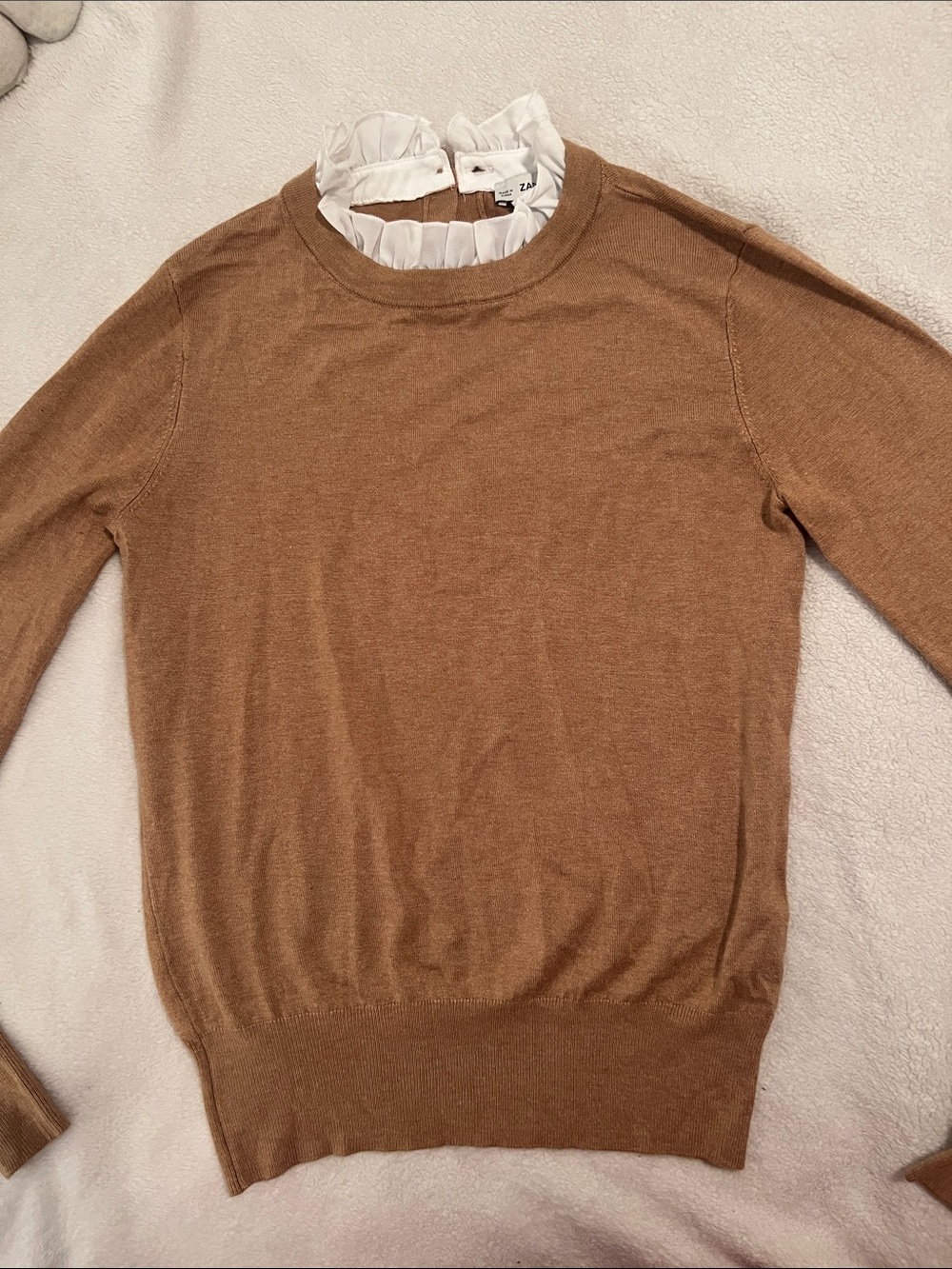 Zara combination ruffle neck sweater